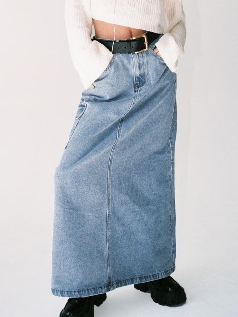 Princess Polly Light Blue Denim Midi Skirt